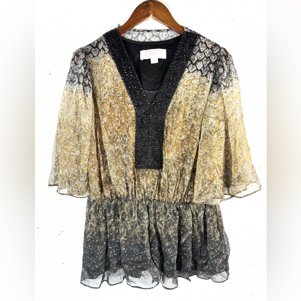 Badgley Mischka S Beaded Neckline Flowy Formal Top American Glamour Line
